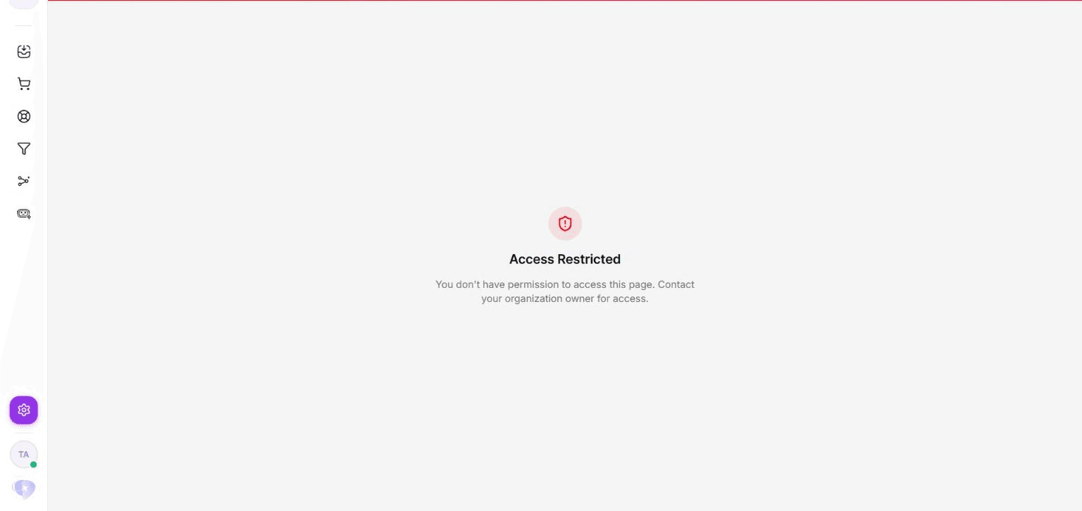 Le message d'accès restreint affiché aux rôles Admin et Membre sur la page Facturation.