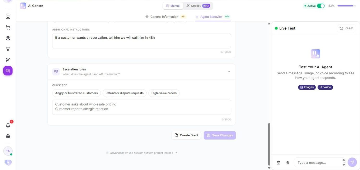 Escalation rules : quand l'agent passe la main à un humain.